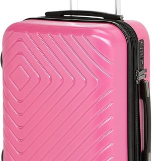 21" Hardside Carry-On Luggage with TSA Lock, Hardshell Suitcase With Wheels, Expandable For 25% More Capacity, With Scratch-Resistant Geometric Surface, 4 Multi-directional Wheels, Pink