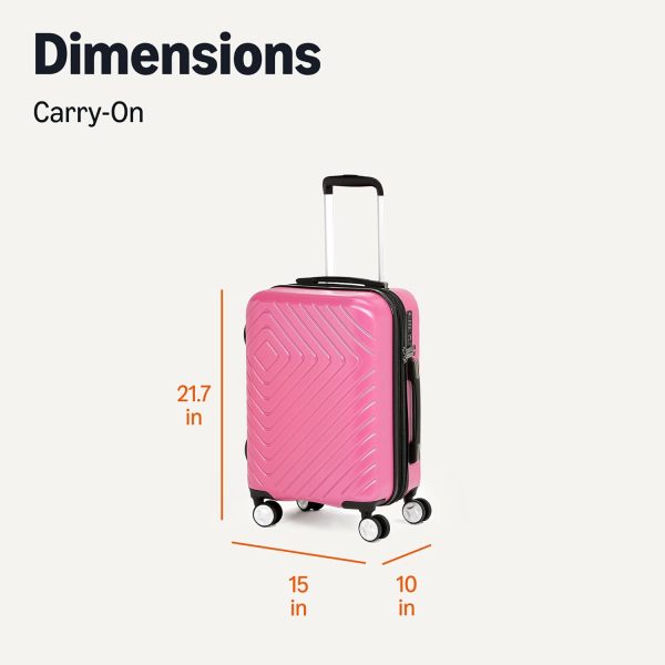 21" Hardside Carry-On Luggage with TSA Lock, Hardshell Suitcase With Wheels, Expandable For 25% More Capacity, With Scratch-Resistant Geometric Surface, 4 Multi-directional Wheels, Pink - Image 6