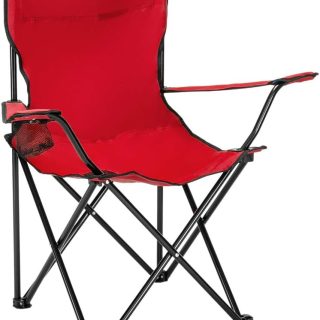 Camping Folding Chair,Portable Folding Chair with Arm Rest Cup Holder and Carrying and Storage Bag for Outdoor, Camp, Indoor, Patio, Supports 330lbs (Red, Modern)