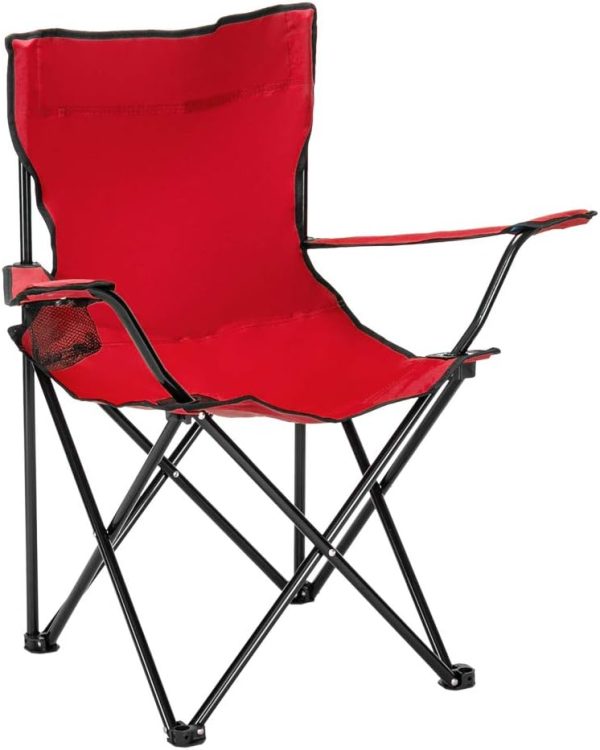 Camping Folding Chair,Portable Folding Chair with Arm Rest Cup Holder and Carrying and Storage Bag for Outdoor, Camp, Indoor, Patio, Supports 330lbs (Red, Modern)
