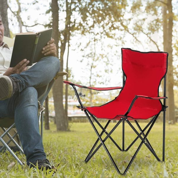 Camping Folding Chair,Portable Folding Chair with Arm Rest Cup Holder and Carrying and Storage Bag for Outdoor, Camp, Indoor, Patio, Supports 330lbs (Red, Modern) - Image 7