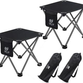 Opliy Camping Stool 2 Pack,13.5 Inch Portable Folding Stool for Outdoor Gardening and Beach Hiking Fishing,Foot Stool with Carry Bag (Black)