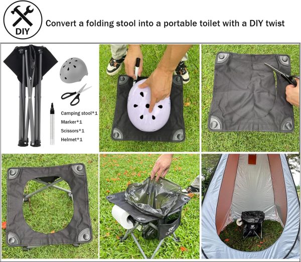 Opliy Camping Stool 2 Pack,13.5 Inch Portable Folding Stool for Outdoor Gardening and Beach Hiking Fishing,Foot Stool with Carry Bag (Black) - Image 8