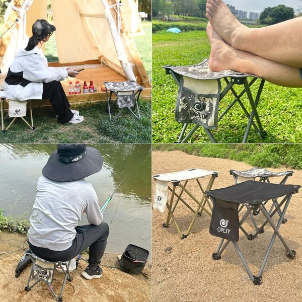Opliy Camping Stool 2 Pack,13.5 Inch Portable Folding Stool for Outdoor Gardening and Beach Hiking Fishing,Foot Stool with Carry Bag (Black) - Image 9