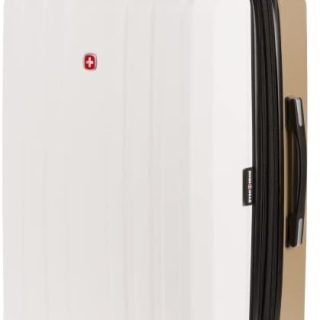 Duet Hardside Expandable Luggage with Spinner Wheels, Ivory/Taupe, Checked-Medium 24-Inch