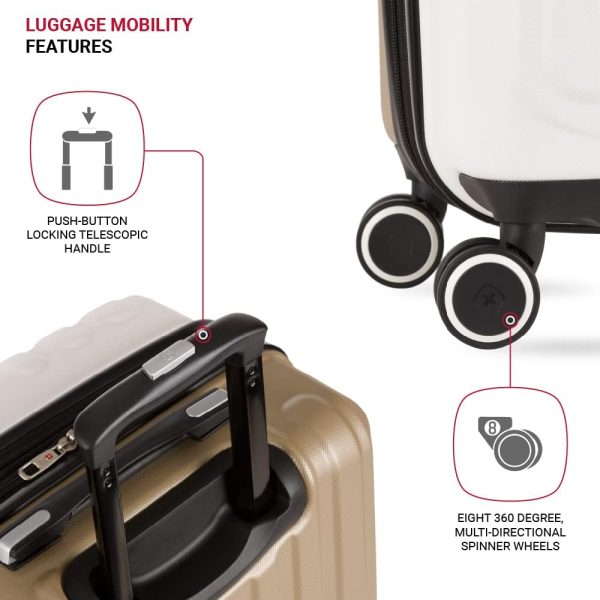 Duet Hardside Expandable Luggage with Spinner Wheels, Ivory/Taupe, Checked-Medium 24-Inch - Image 2