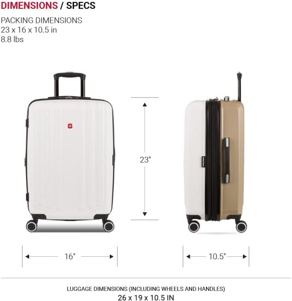 Duet Hardside Expandable Luggage with Spinner Wheels, Ivory/Taupe, Checked-Medium 24-Inch - Image 5