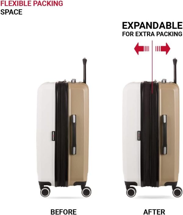 Duet Hardside Expandable Luggage with Spinner Wheels, Ivory/Taupe, Checked-Medium 24-Inch - Image 6