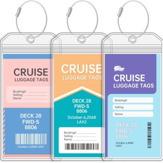 Teskyer Luggage Tags for Cruise Ships, Carnival Cruise Luggage Tag Holder, Cruise Ship Essentials, Clear Luggage Tags for All Cruise Lines, 3 Pack
